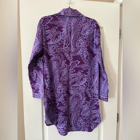 NWT Ted Baker Purple Paisley button-down Women's Sleep Shirt — loungewear - Picture 6 of 12